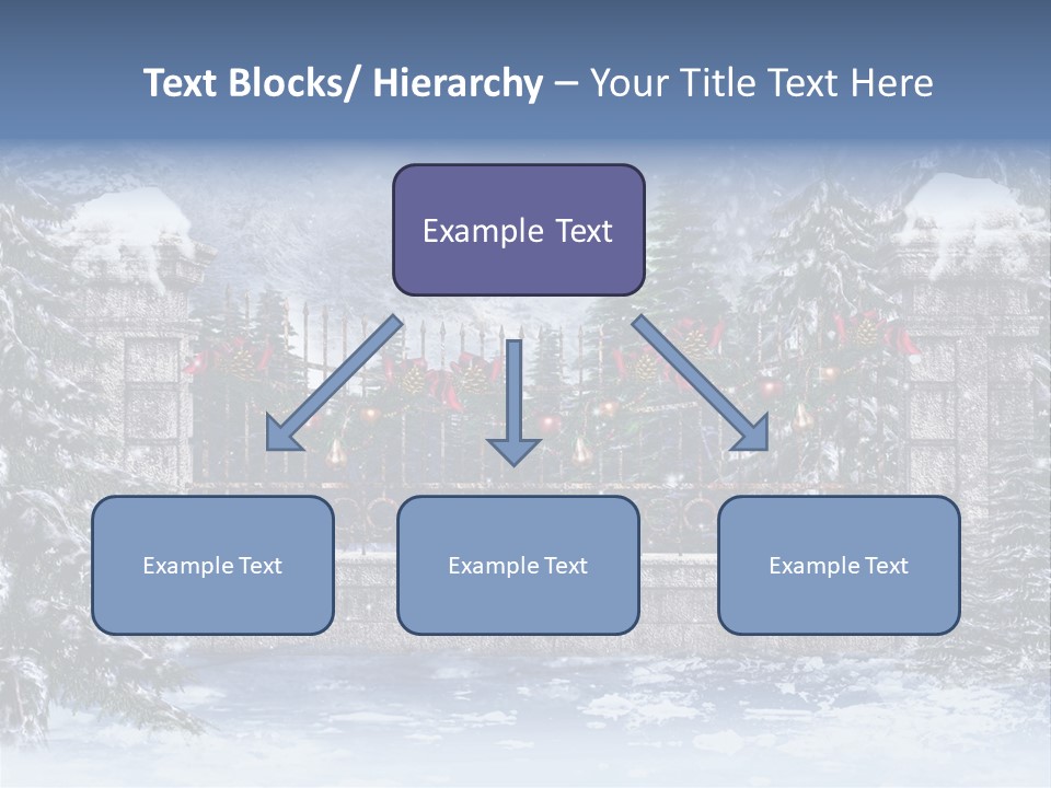 A Gate With Christmas Decorations On It In The Snow PowerPoint Template