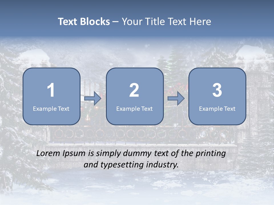 A Gate With Christmas Decorations On It In The Snow PowerPoint Template