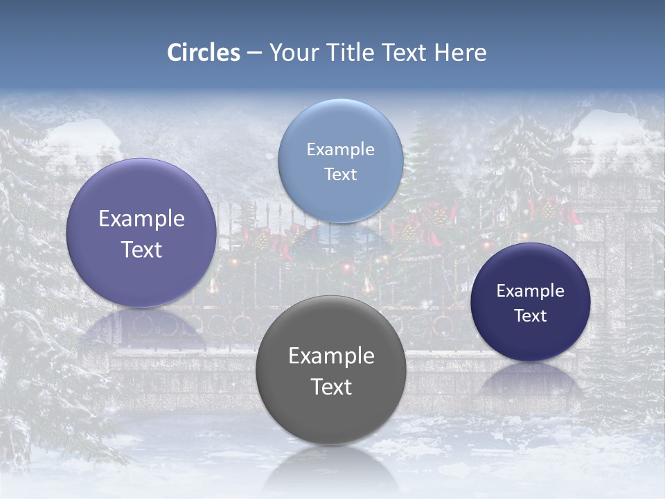 A Gate With Christmas Decorations On It In The Snow PowerPoint Template