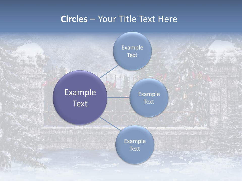 A Gate With Christmas Decorations On It In The Snow PowerPoint Template