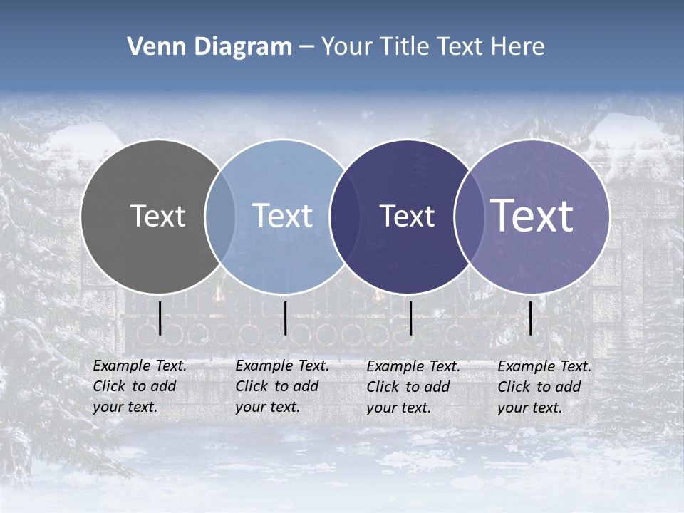 A Gate With Christmas Decorations On It In The Snow PowerPoint Template