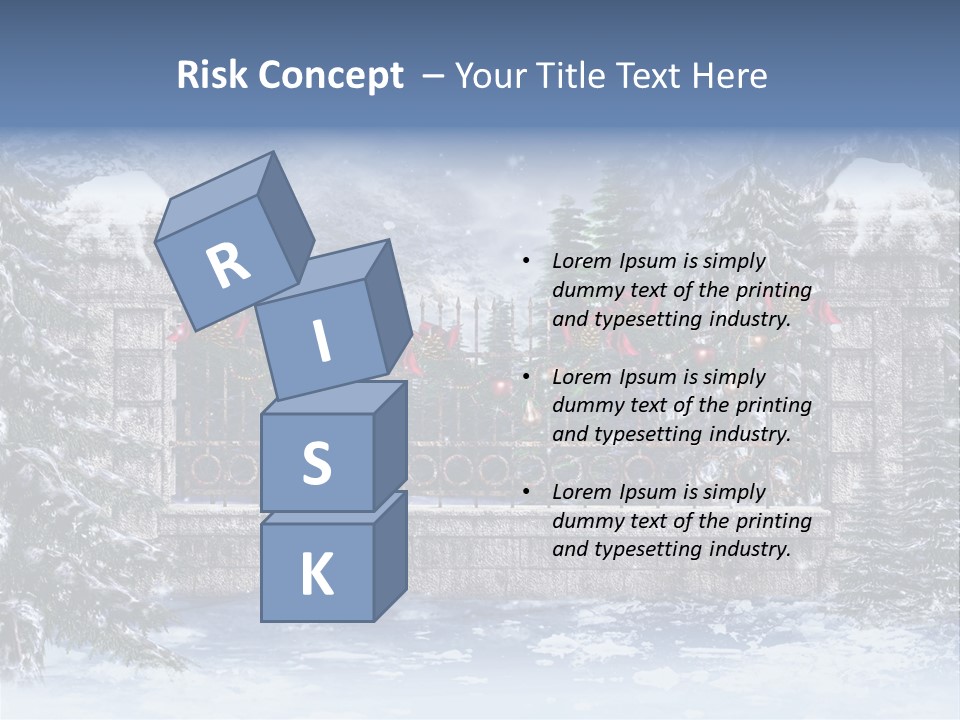 A Gate With Christmas Decorations On It In The Snow PowerPoint Template