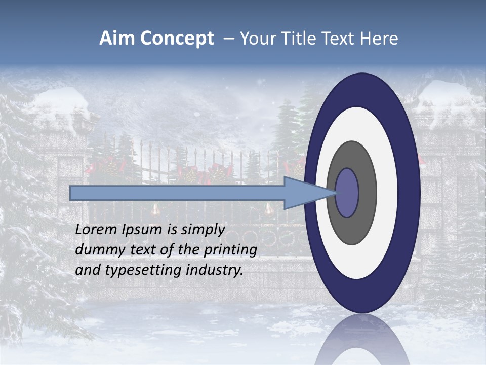 A Gate With Christmas Decorations On It In The Snow PowerPoint Template