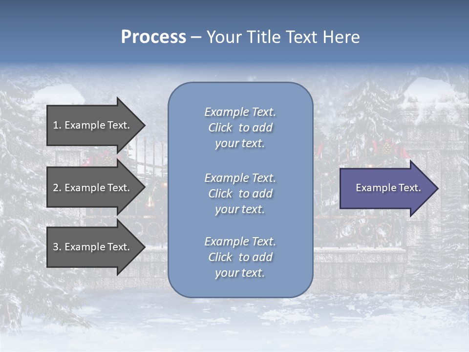 A Gate With Christmas Decorations On It In The Snow PowerPoint Template