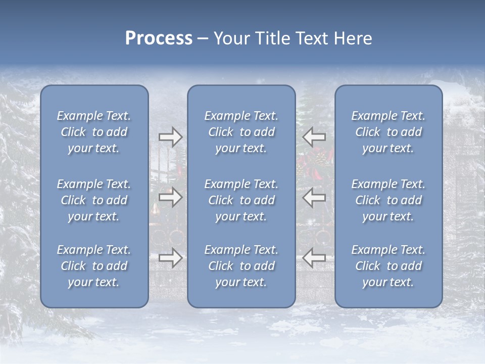 A Gate With Christmas Decorations On It In The Snow PowerPoint Template