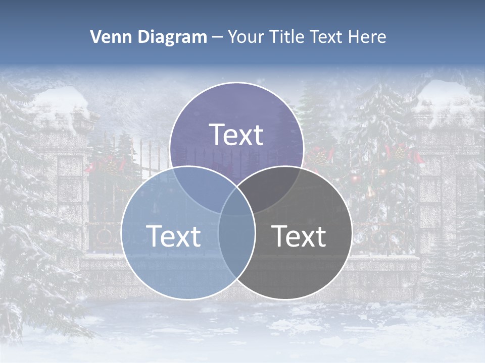 A Gate With Christmas Decorations On It In The Snow PowerPoint Template