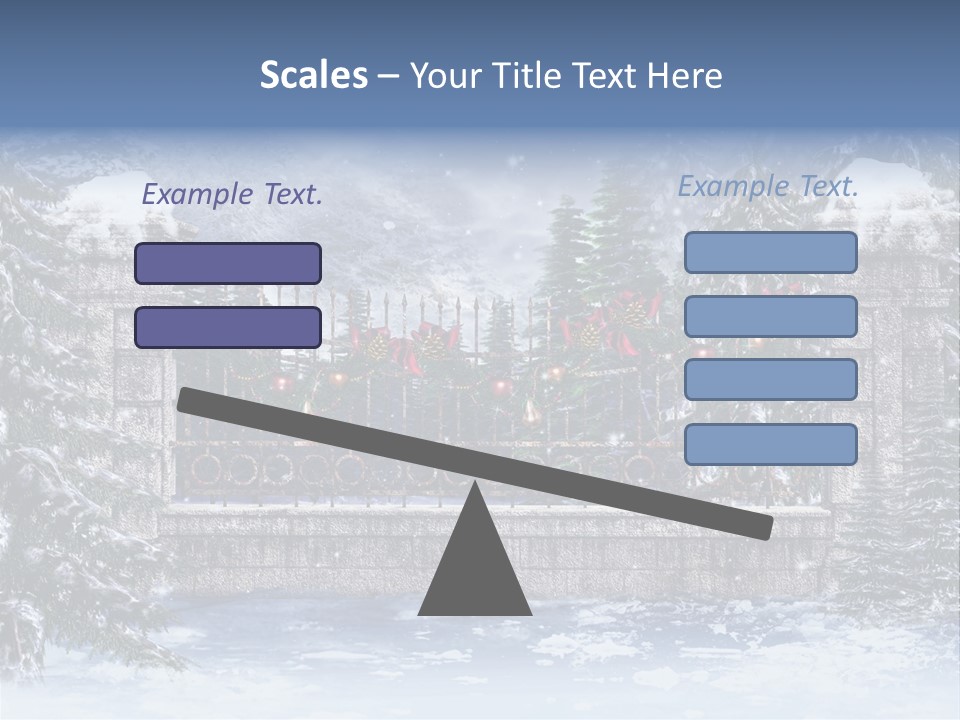 A Gate With Christmas Decorations On It In The Snow PowerPoint Template