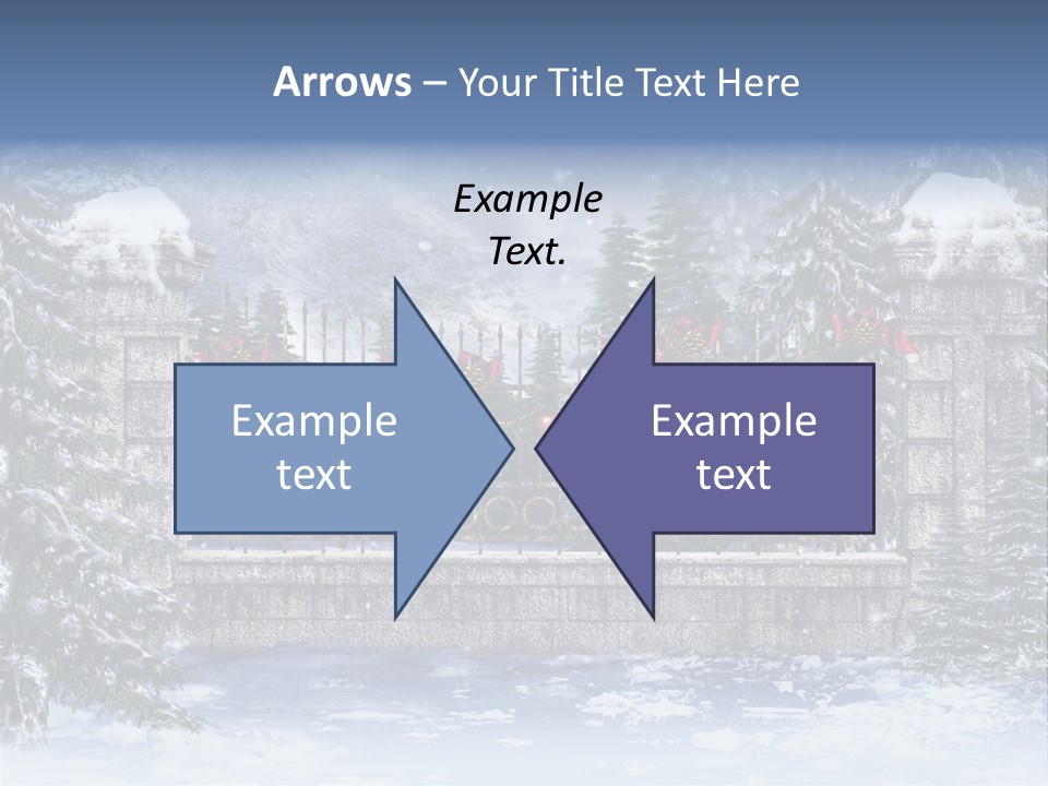 A Gate With Christmas Decorations On It In The Snow PowerPoint Template