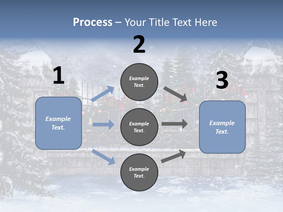 A Gate With Christmas Decorations On It In The Snow PowerPoint Template