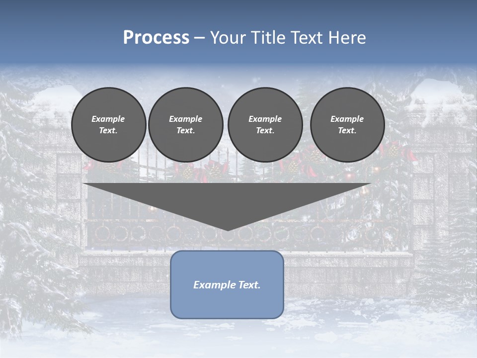 A Gate With Christmas Decorations On It In The Snow PowerPoint Template