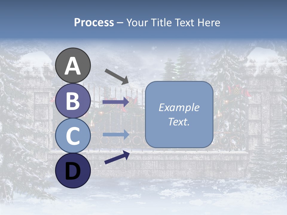 A Gate With Christmas Decorations On It In The Snow PowerPoint Template