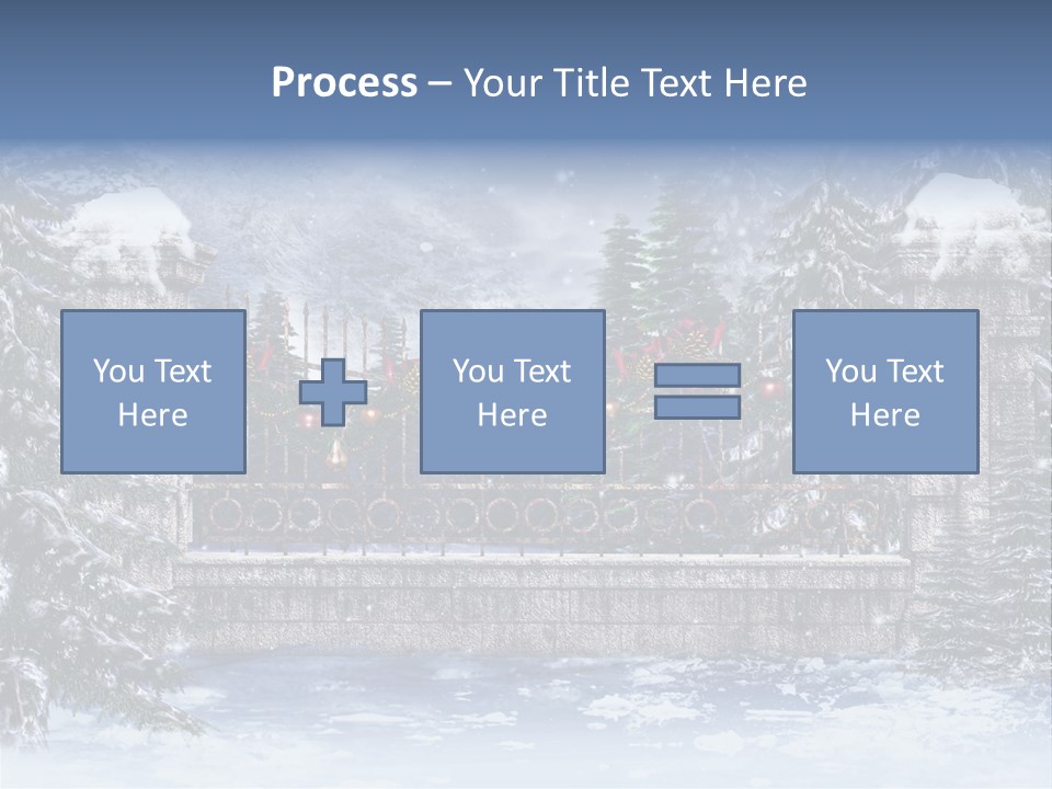 A Gate With Christmas Decorations On It In The Snow PowerPoint Template