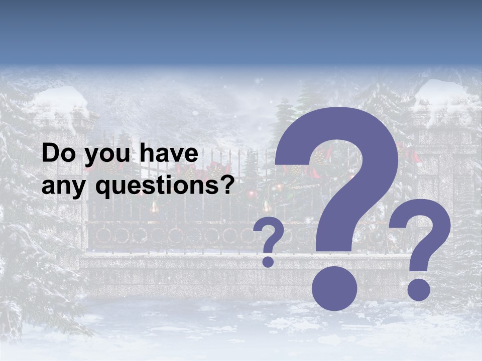 A Gate With Christmas Decorations On It In The Snow PowerPoint Template