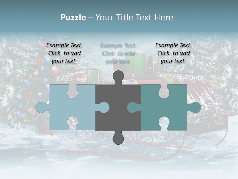 A Christmas Sleigh With Presents And A Christmas Tree PowerPoint Template