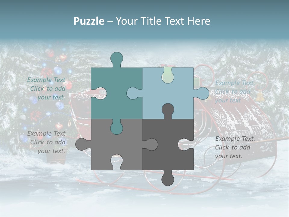 A Christmas Sleigh With Presents And A Christmas Tree PowerPoint Template