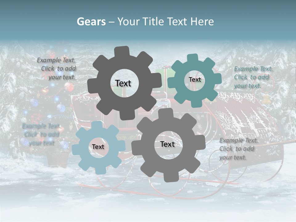 A Christmas Sleigh With Presents And A Christmas Tree PowerPoint Template