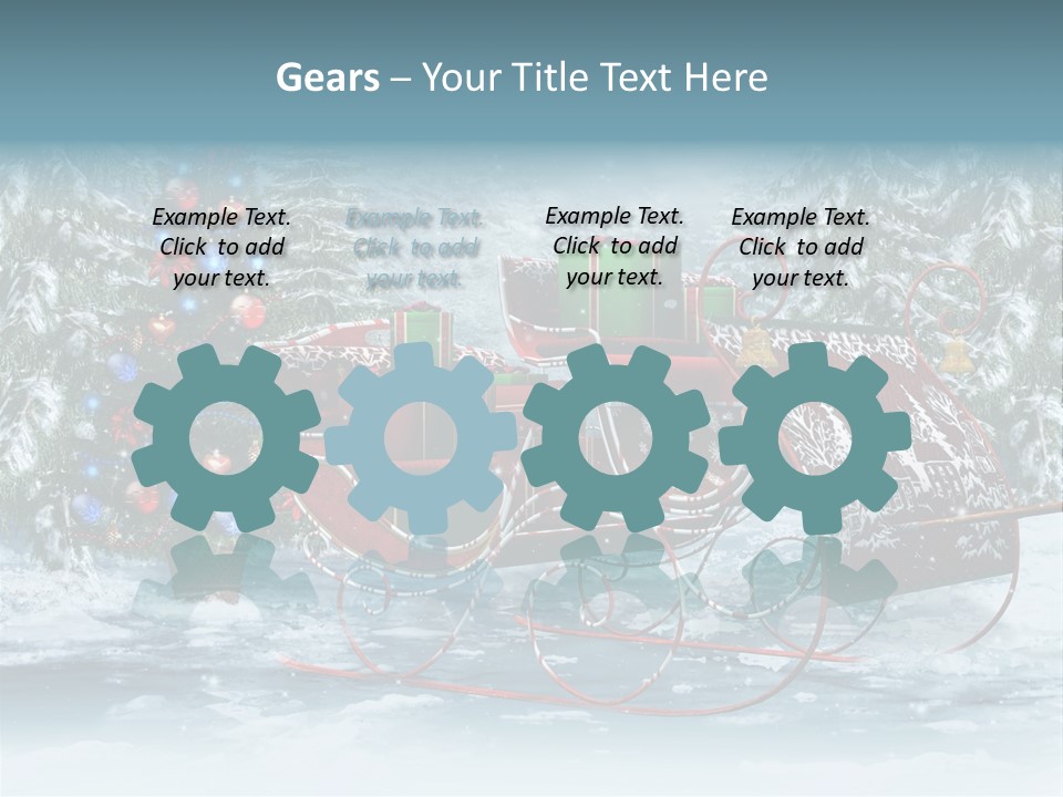 A Christmas Sleigh With Presents And A Christmas Tree PowerPoint Template