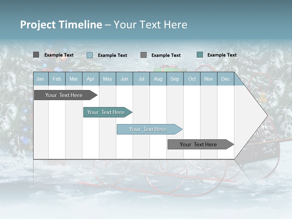 A Christmas Sleigh With Presents And A Christmas Tree PowerPoint Template