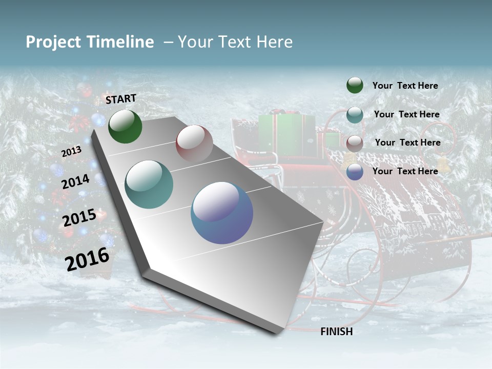 A Christmas Sleigh With Presents And A Christmas Tree PowerPoint Template