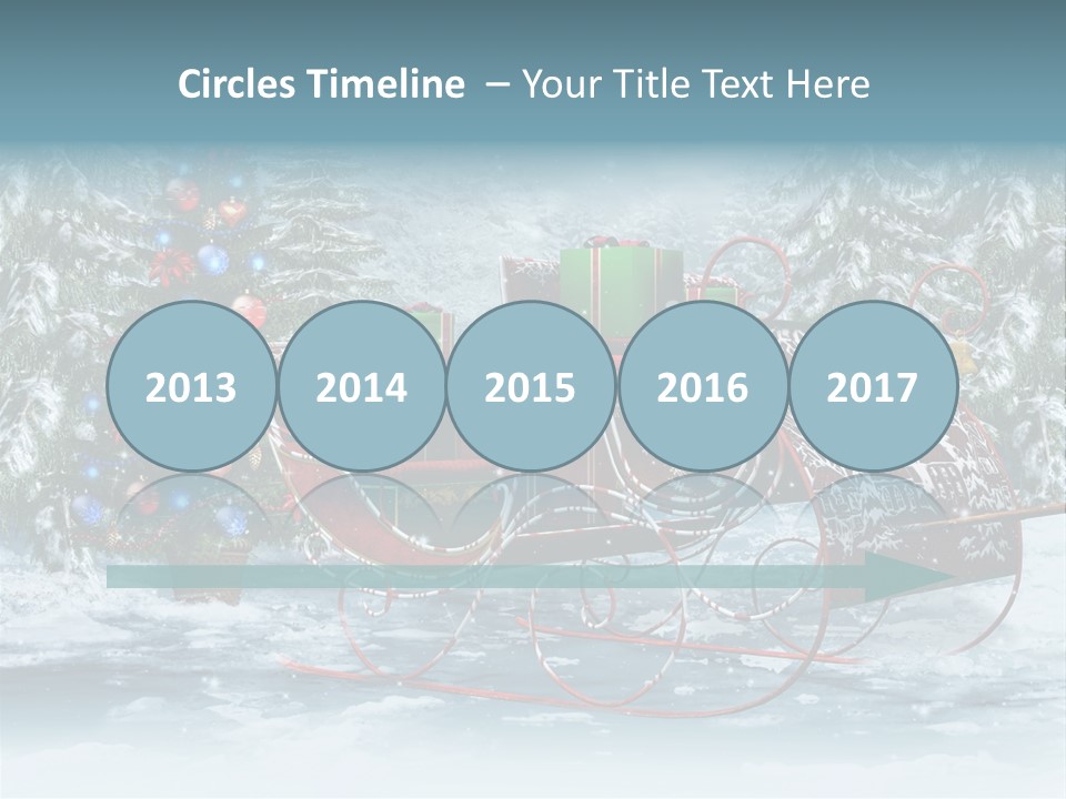 A Christmas Sleigh With Presents And A Christmas Tree PowerPoint Template