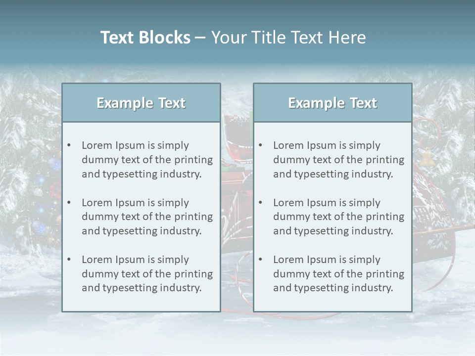 A Christmas Sleigh With Presents And A Christmas Tree PowerPoint Template