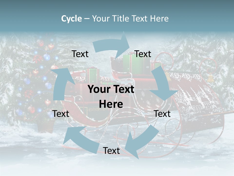 A Christmas Sleigh With Presents And A Christmas Tree PowerPoint Template