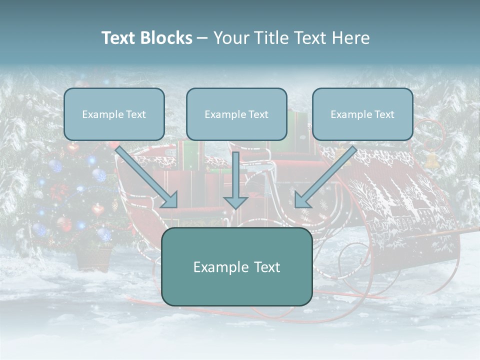 A Christmas Sleigh With Presents And A Christmas Tree PowerPoint Template