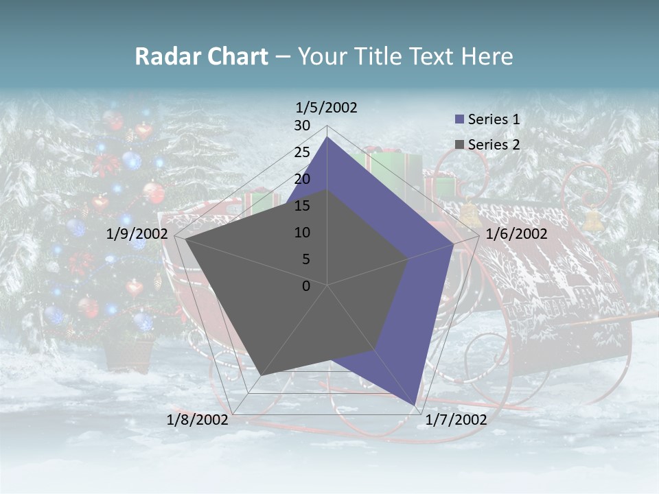 A Christmas Sleigh With Presents And A Christmas Tree PowerPoint Template