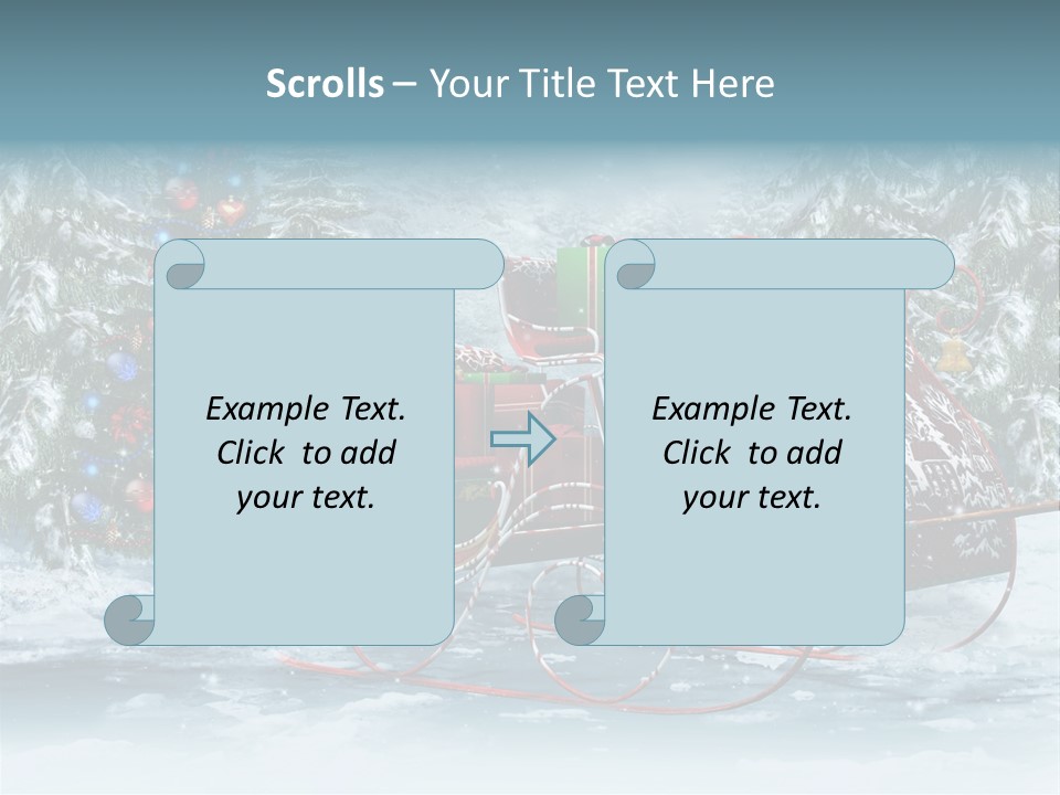 A Christmas Sleigh With Presents And A Christmas Tree PowerPoint Template