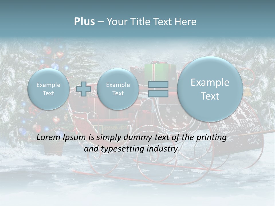 A Christmas Sleigh With Presents And A Christmas Tree PowerPoint Template
