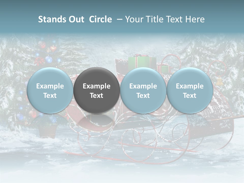 A Christmas Sleigh With Presents And A Christmas Tree PowerPoint Template