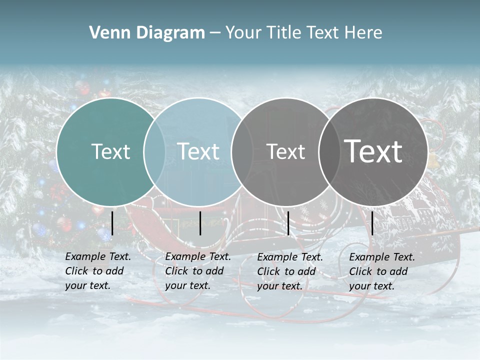 A Christmas Sleigh With Presents And A Christmas Tree PowerPoint Template