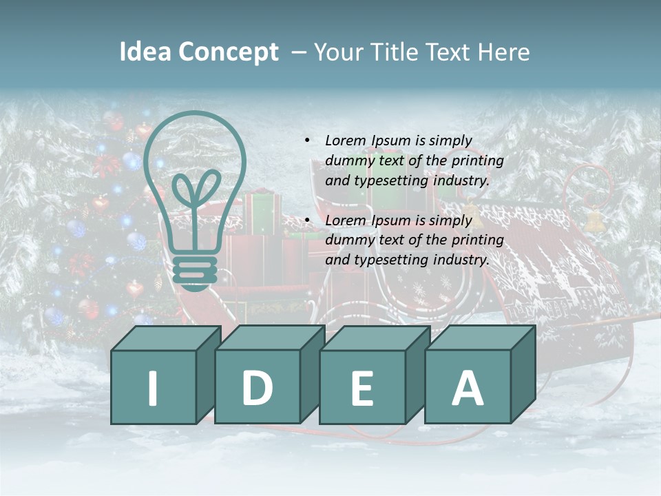 A Christmas Sleigh With Presents And A Christmas Tree PowerPoint Template