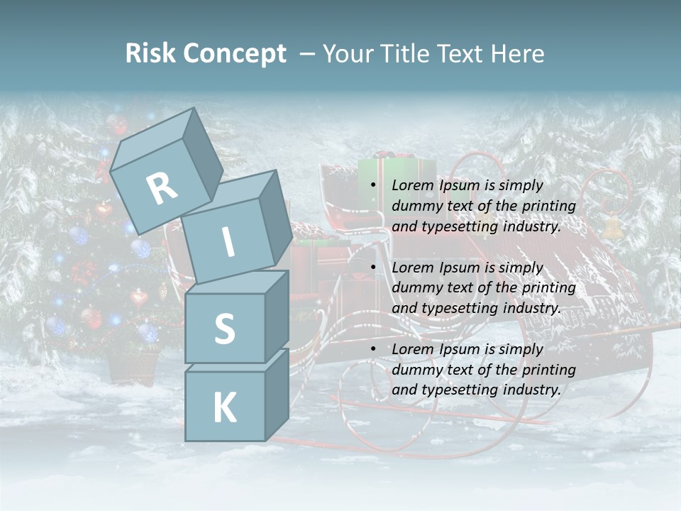 A Christmas Sleigh With Presents And A Christmas Tree PowerPoint Template