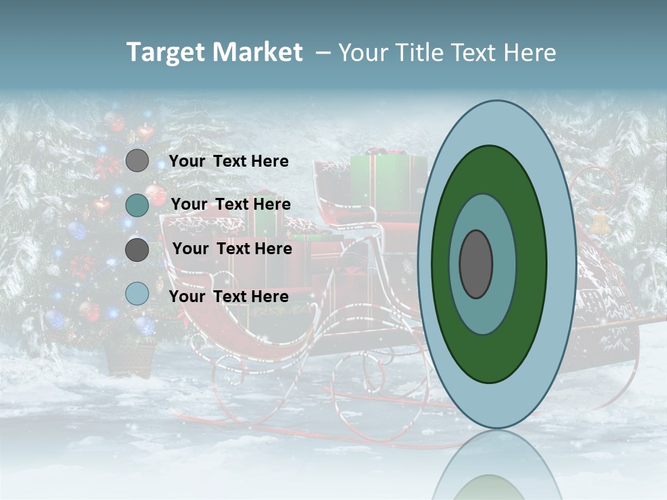 A Christmas Sleigh With Presents And A Christmas Tree PowerPoint Template
