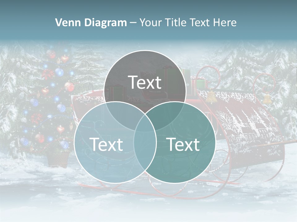 A Christmas Sleigh With Presents And A Christmas Tree PowerPoint Template