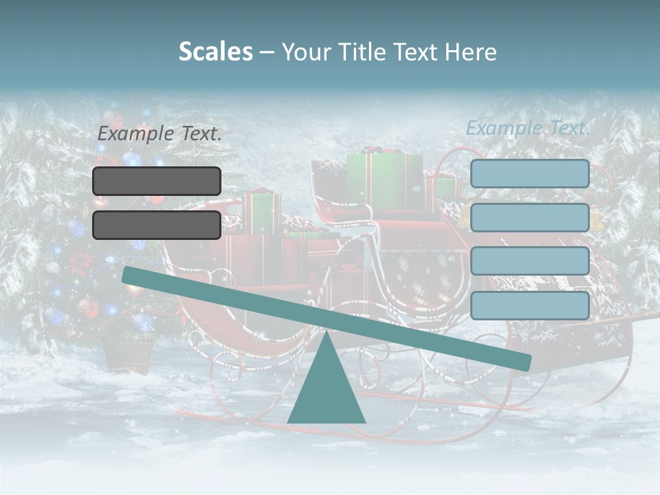 A Christmas Sleigh With Presents And A Christmas Tree PowerPoint Template