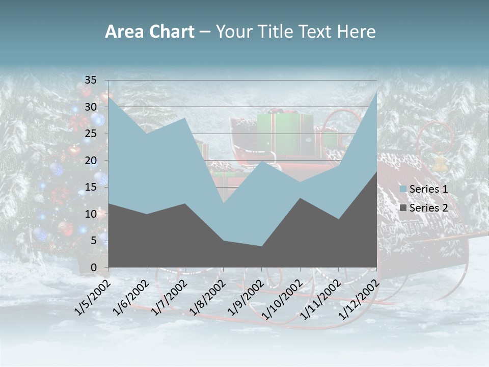 A Christmas Sleigh With Presents And A Christmas Tree PowerPoint Template