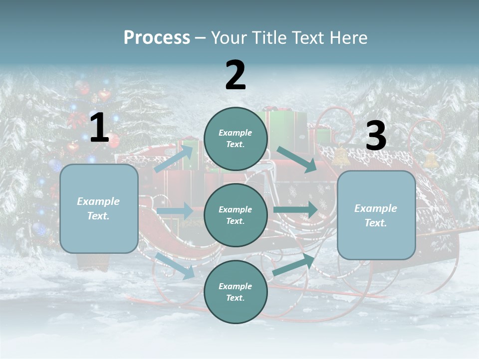 A Christmas Sleigh With Presents And A Christmas Tree PowerPoint Template