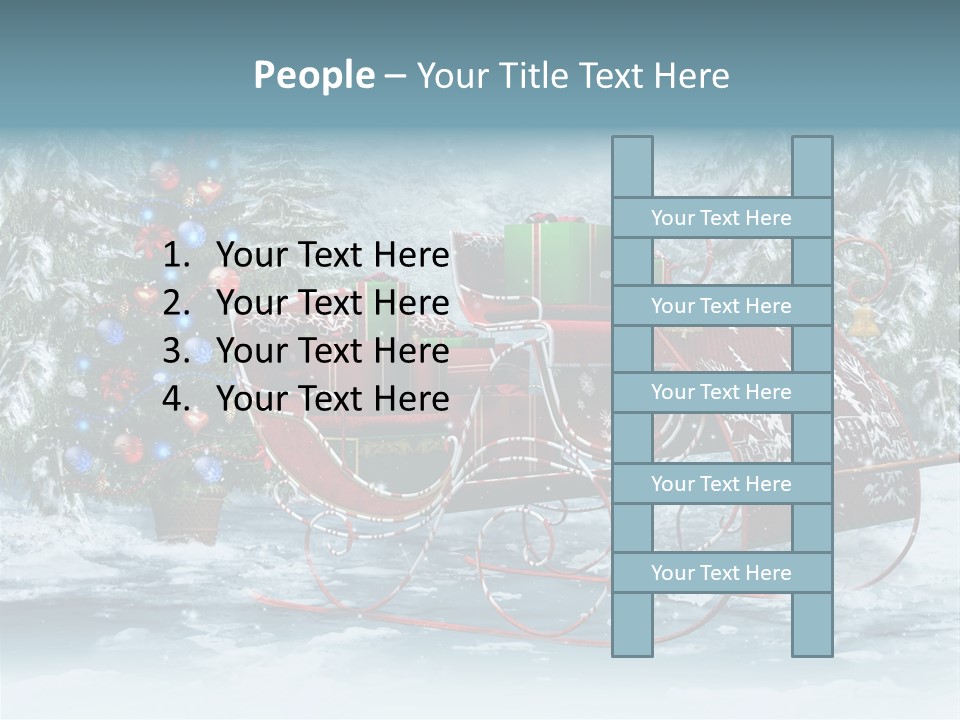 A Christmas Sleigh With Presents And A Christmas Tree PowerPoint Template