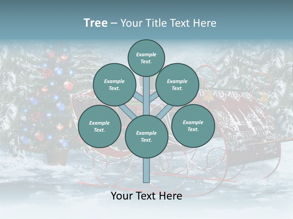 A Christmas Sleigh With Presents And A Christmas Tree PowerPoint Template