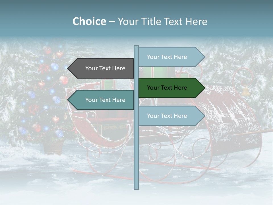 A Christmas Sleigh With Presents And A Christmas Tree PowerPoint Template