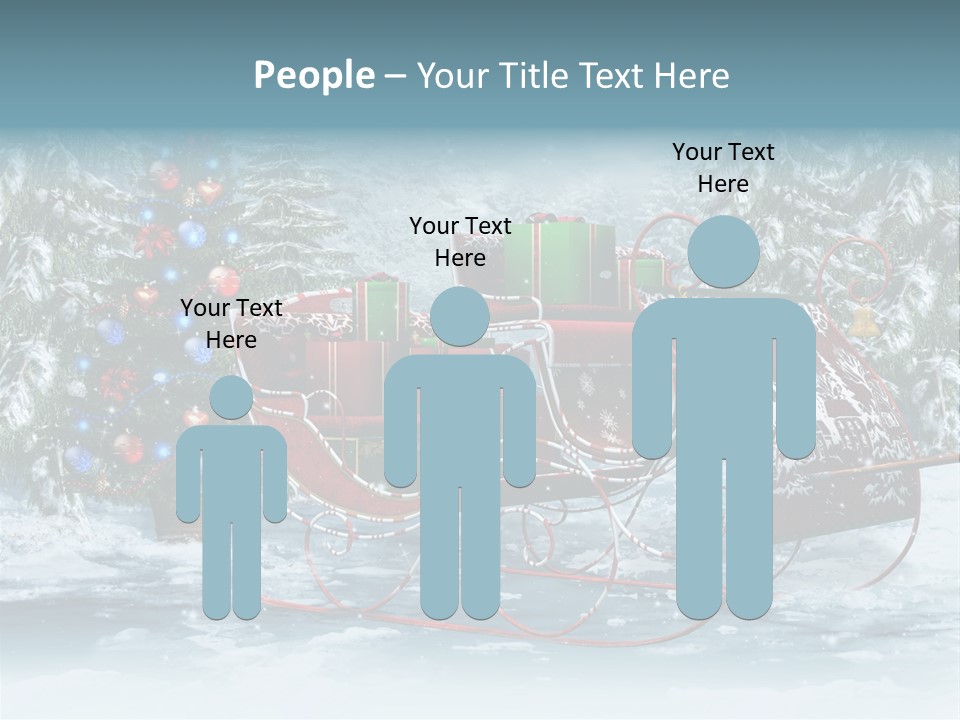 A Christmas Sleigh With Presents And A Christmas Tree PowerPoint Template
