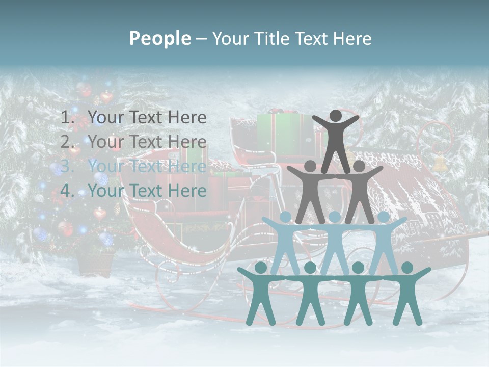 A Christmas Sleigh With Presents And A Christmas Tree PowerPoint Template
