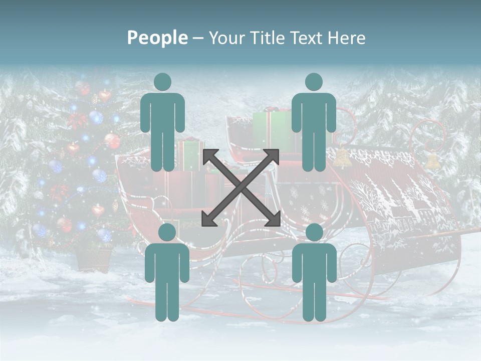 A Christmas Sleigh With Presents And A Christmas Tree PowerPoint Template