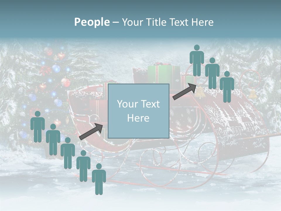 A Christmas Sleigh With Presents And A Christmas Tree PowerPoint Template