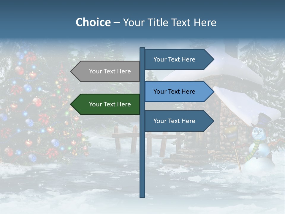 A Christmas Powerpoint Presentation With A Snowy Scene And A Christmas Tree PowerPoint Template