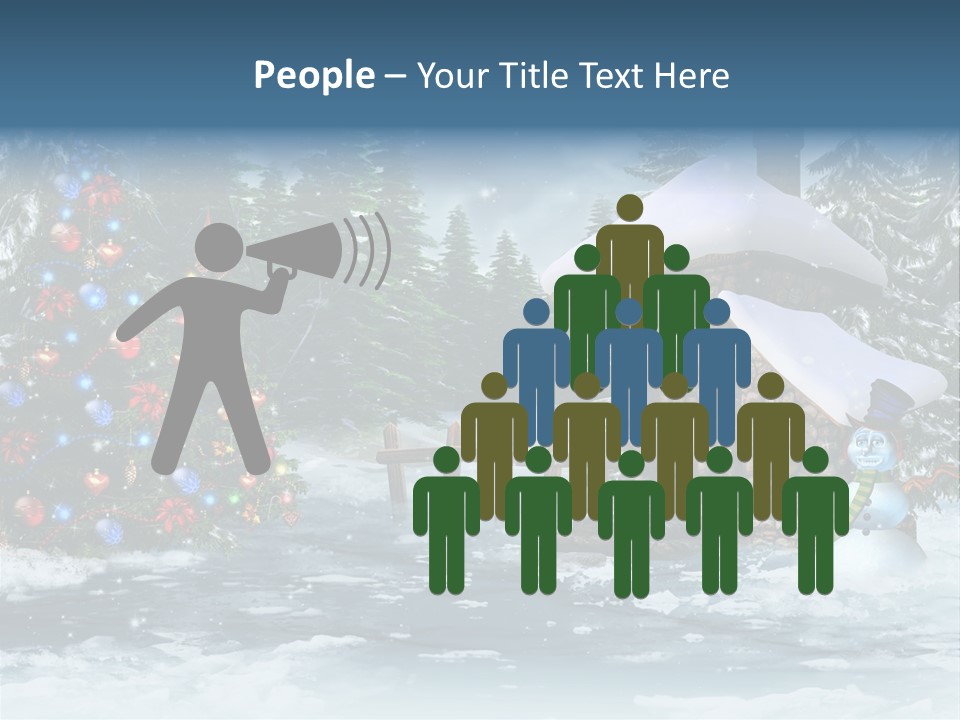 A Christmas Powerpoint Presentation With A Snowy Scene And A Christmas Tree PowerPoint Template