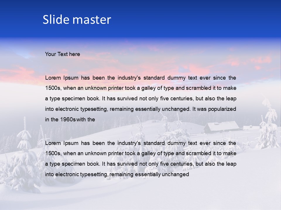 A Snowy Landscape With Trees And A House In The Distance PowerPoint Template