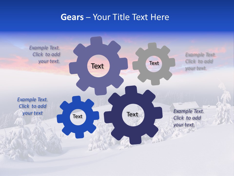 A Snowy Landscape With Trees And A House In The Distance PowerPoint Template